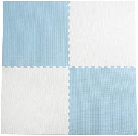 （05:30時点） タンスのゲン ジョイントマット 1級防音 大判59cm 厚み10mm 6畳用 32枚組 防音 保温性 床暖房対応 ノンホルムアルデヒド 赤ちゃん プレイマット フロアマット サイドパーツ付き ブルー×オフホワイト 18700001 (79291)