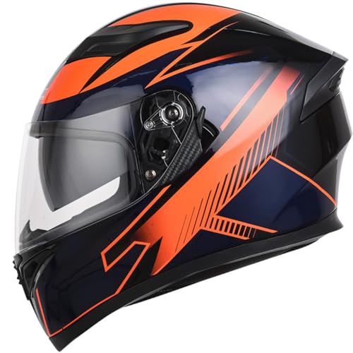 Cascos Integrales de Moto Vintage con Doble Visera Cascos Scooter Homologación ECEDOT Cascos Integrales Motocicleta Modulares Retro para Hombres Y Mujeres Cascos de Motocross N,L(59~60CM)