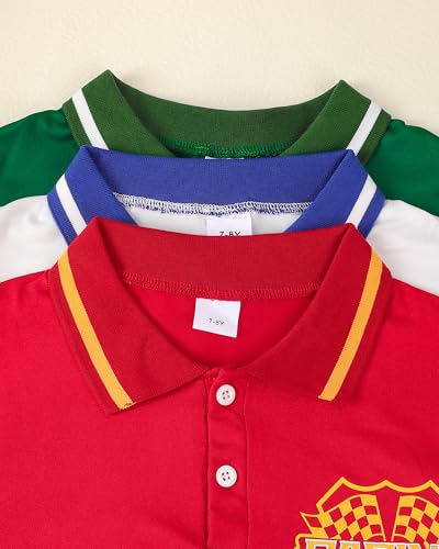 Image of PureChapter 3 Pack School Uniforms for Boys Summer Outfits Boys Fashion Polo Shirt Plaid Short Sets Kids Clothes