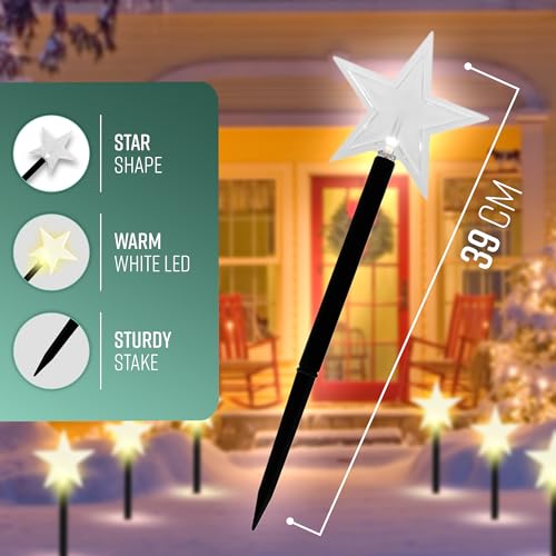 GloBrite 5 Pack Star Garden Christmas Lights – LED Outdoor Christmas Decorations, Battery Powered 39cm Stakes - IP44 Waterproof Decorations & Ornaments for Garden & Pathways - Image 4
