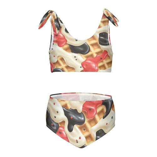 Bright Black Red White Ice Cream Girls Tankini Swimsuit Kids Bikini Sets 2 Pcs Bathing Suit 3T