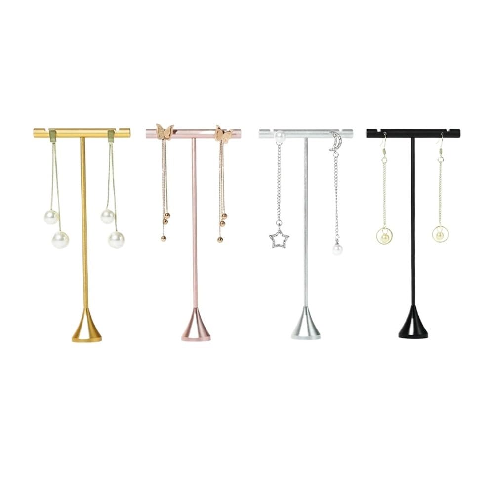 TRgqify-KM Metal T Shape Jewellery Stand Organiser Display Holder Necklace Bracelet Showcase Storage Bedroom Vanity Accessories for Wome(Rose gold Small)