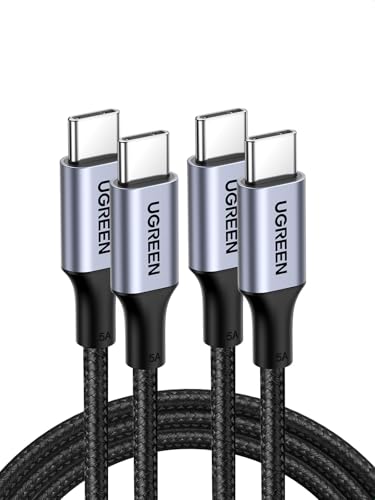 UGREEN USB C Cable 2M 2Pack Braided 100W Power Delivery PD Super Fast Charge Cable USB C to Type C for iPhone 15/16 pro max iPad mini 7 MacBook Pro iPad Samsung S25 Ultra/S24/23/ Huawei P70