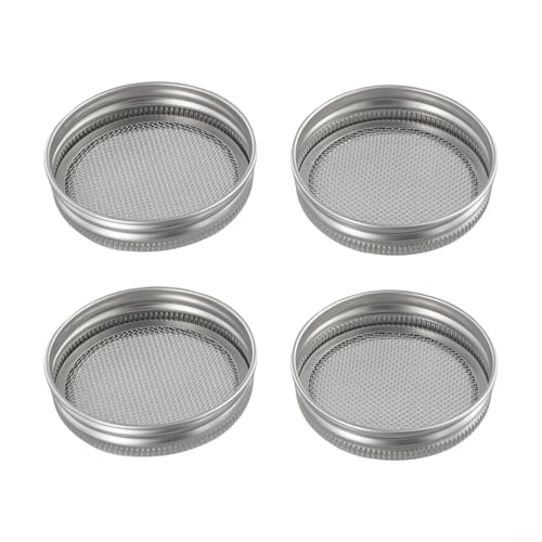 ZiStarlilife Coperchi da 70 mm, confezione da 4 coperchi in rete per vasetti, lavabili in lavastoviglie, setacci da cucina versatili per erbe, spezie, zucchero, farina, in acciaio inox