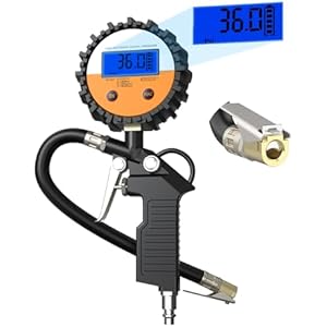 YANTU Digital Tire Pressure Gauge & Inflator - Heavy Duty with Quick Connect Air Chuck, Precision 0.1 Resolution, Essential Car Accessory for Men