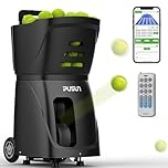 Tennis Ball Machine, PUSUN PT-Smart Tennis Ball Launcher Equipment with Triple Control Methods,100+Ball Capacity, Multiple Training Modes Programming Drills/AI Drills/Random Shot, 4-6Hour Battery Life