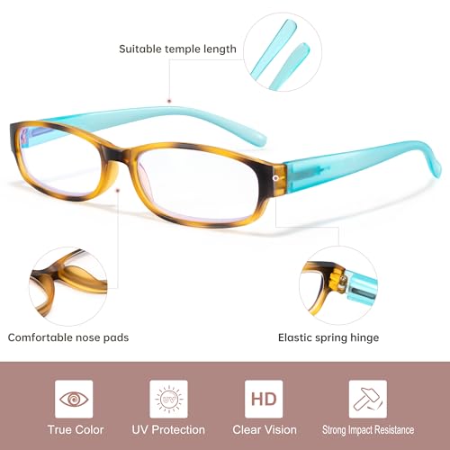 Image of EYEGUARD 4 Pack Blue Light Reading Glasses for Women Computer Readers Fashion Spring Hinge Eyeglasses 1.50