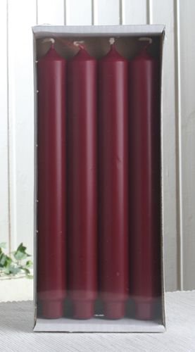4x Stabkerze mit Zapfenfuß / Punchkerze, 25x3 cm altrot-bordeaux Cover
