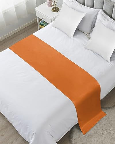 DecorLovee Burnt Orange Bed Runners for Twin Size Bed, Modern Decorative Bed Throws for Foot of Bed, Farmhouse Pure Orange Bed Runner Sofa Throw Bedding Scarf Protector Slipcover for Bedroom/Hotel