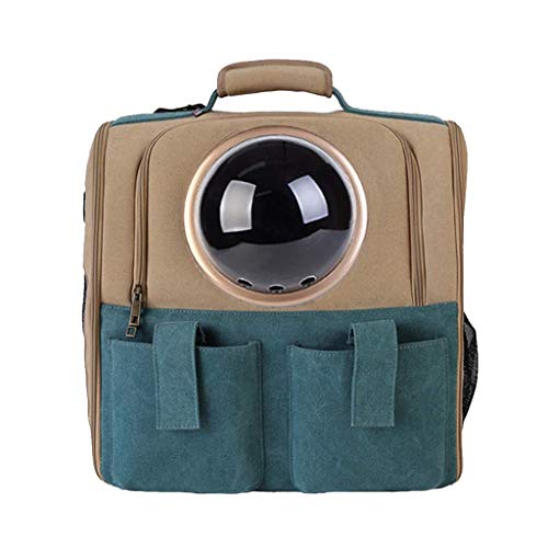 SCJS - Mochila Grande para Mascotas, Transpirable, con diseño de Astronauta, para Gatos, Mascotas, Perros, Viajes, Impermeable, Mochila de Lona (38 cm x 36 cm) portátil Plegable (Color: marrón)