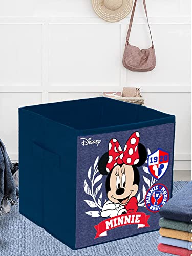 Image of Kuber Industries Disney Minnie Print Foldable Cube Box|Non Woven Storage Box For Clothes|Storage Organizer for Toys, Books, Baby Clothes|Pack of 2 (Navy Blue)