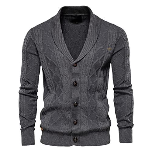 Cardigan d'automne manches longues tricoté col en V boutonné gilet gris