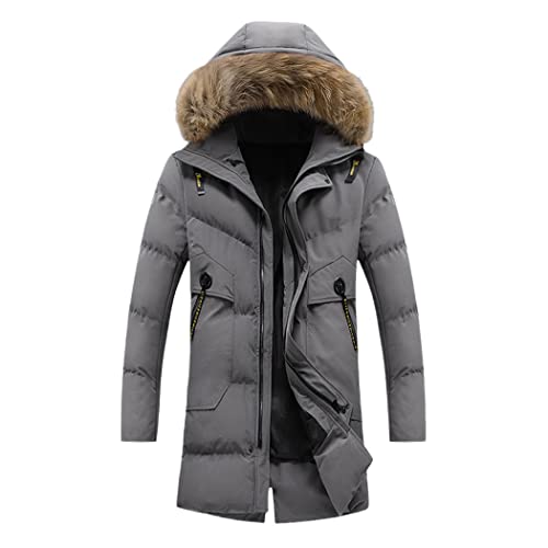 Veste d'hiver homme Haitpant épaisse et chaude parka longue à capuche fourrure XXL gris