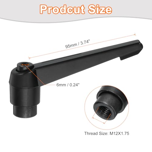 Image of uxcell 2Pcs M12 Adjustable Knobs Handle Female Thread Push Button Ratchet Quick Release Locking Rotating Bolt for Lathe Machinery, Black
