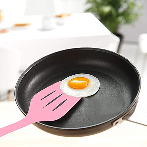 Image of Baskety Silicone Turner Spatula /Slotted Spatula, High Heat Resistant to 480F, Hygienic One Piece Design, Non Stick Rubber Kitchen Utensil for Fish, Eggs, Pancakes, Wok Pink Pack of 1