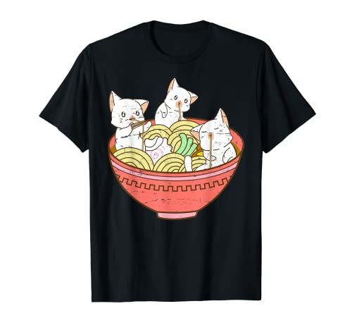 Kawaii Anime Cat Japanese Ramen Noodles - Kitten Vintage Maglietta