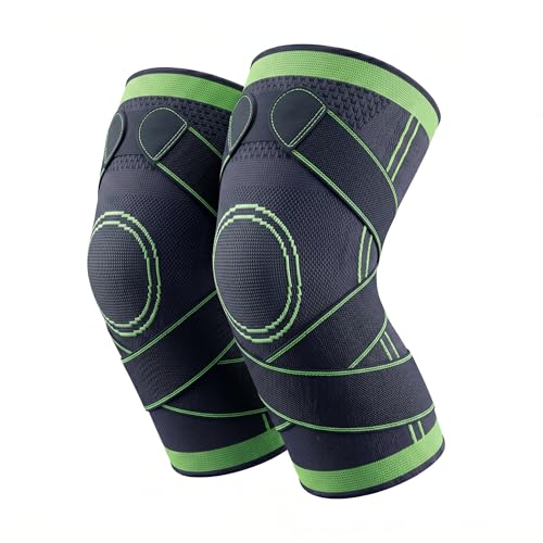 Image of Dyna Pro Knee Cap | Adjustable Strap For Custom Fit | Compression Knee Support | Injury Prevention, Recovery, Pain Relief, Gym, Crossfit, Meniscus Tear, ACL /PCL, Arthritis | Suitable for Men & Women | | X Large (1 PAIR) | Green
