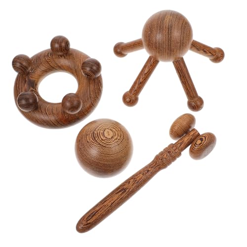 WRITWAA 4 Piezas Masajeador de Cabeza Madera Aparatos de Masaje para Cefalosomas Masajeador Duradero Suministros para Masaje Corporal Completo