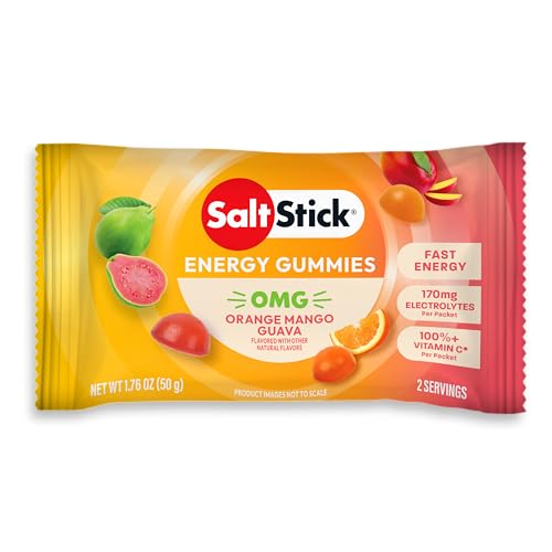 Image of SaltStick Energy Gummies Orange Mango Guava - 10 Packets /20 Servings | Quick carbohydrates and electrolytes in delicious, clean ingredient gummies to fuel your workout without sticky gels.