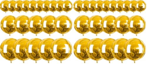 Image of PartyWoo Metallic Gold Large Giant Foil 4D Balloons 20pcs Different Sizes (Pack of 2)