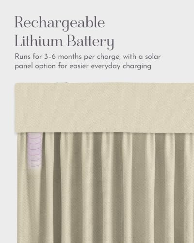 Image of Graywind Motorized Curtains with Track, Room Darkening Smart Curtains, Rechargeable Curtains Compatible with Alexa & Remote Control for Large Windows, Custom Drapes Up to 220 inch, Haven (Cream)