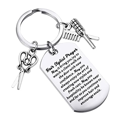 MYOSPARK Hairstylists Gifts Hair Stylist Prayer Keychain Hairdresser Graduation Gifts Stylist Scissor Comb Pendant Salon Owner Gift (UK Hairstylists DT) Cover