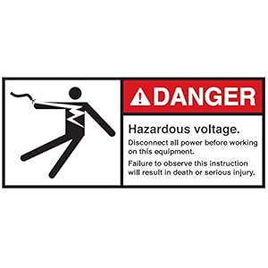 Warnaufkleber Danger Hazardous Voltage. Disconnect All Power Before Working on This Equipment. Failure to. 35×80 / 45×100 / 70x160mm Made in Germany, Größe: 45×100 mm