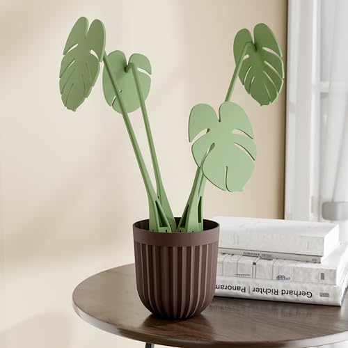Image of SR Premium Monstera Leaf Coaster Set with Pot | Artificial Plants with Pot | Home decore | Multi-Purpose Heat Resistant Coasters & Table Trivets for Personal /Office /Home /Restaurant (2)