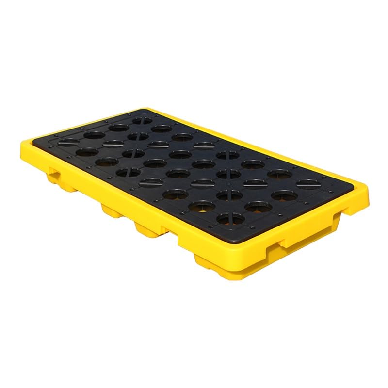 Supporto per espositore, Contenitore per fusti, Pallet di contenimento per fuoriuscite, Piattaforma di spedizione modulare Staccabile, deposito per Garage (Giallo, 1 Pezzo, 130x68x17,5 cm)