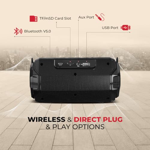 Image of pTron Fusion Rock V2 16W Portable Bluetooth Speaker with Punchy Sound, 6Hrs Playtime, Speaker for Phone /Laptop /Tablets /Projectors, BT5.0 /Aux /TF Card /USB Drive Playback & TWS Function (Silver & Black)