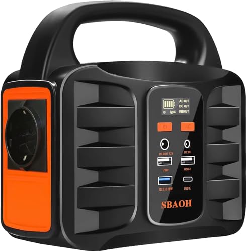 Powerstation 200W,SBAOH Solargenerator Akku mit AC Outlet Camping Solar Generatoren Lithium Batterie Bank Stromversorgung für Outdoor Travel Home Emergency Backup
