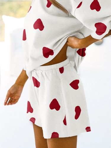 Image of Tankaneo Womens Pajama Sets 3 /4 Sleeve Oversized Tops & Loose Fit Shorts Lounge Set with Pockets Loungewear