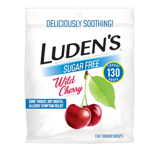 Ludens Sore Throat Relief Lozenges for Minor Everyday Irritation & Dry Mouth Sugar Free Wild Cherry Flavored Drops 130 Count