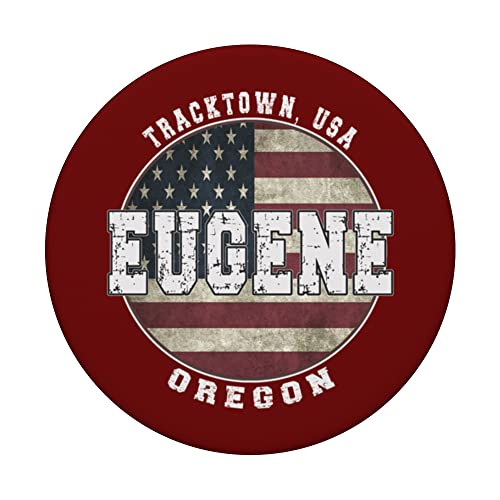 Eugene Oregon, Vintage American flag PopSockets Swappable PopGrip, Black - Image 3