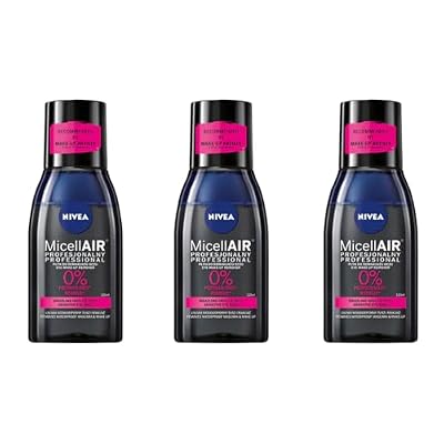 NIVEA MicellAir Skin Breathe Eye Makeup Remover 125ml Removes Waterproof Mascara Micellar Water with Black Tea & Dry Oil Gentle Formula for Sensitive Eyes, Pack of 3