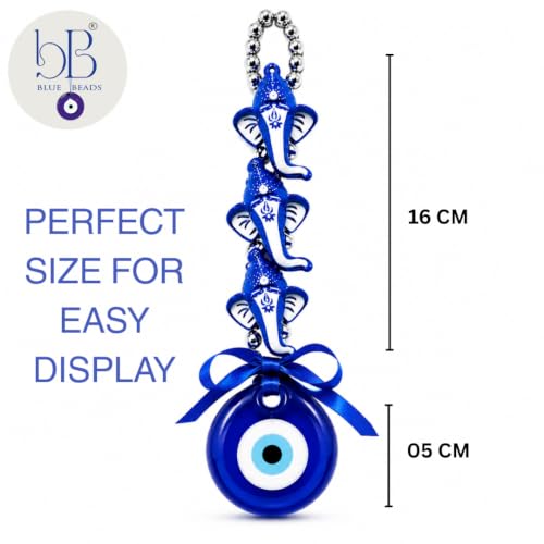 Image of BLUE BEADS Evil Eye Ganesha Wall Hanging for Home Entrance Door | Vastu Home Decor | Good Luck & Positive Energy | Office, Living Room, Housewarming & Diwali Gift (Ganesha)