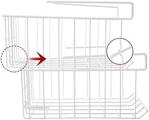 Tebery 4 Pack White Under Shelf Baskets Wire Storage Basket, Stackable Hanging Basket for Kitchen Pantry Desk Bookshelf - 11 3/4 "(L)x 11"(W) x 5 1/8"(H)