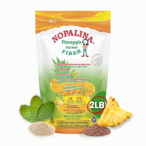 Nopalina Fiber Formula | Pineapple | 2 Lb Bag | 60 Servings | Flax Seed Psyllium Oat and Wheat Bran Omega 3 6 & 9 | Can Help with Regularity & More | The Original