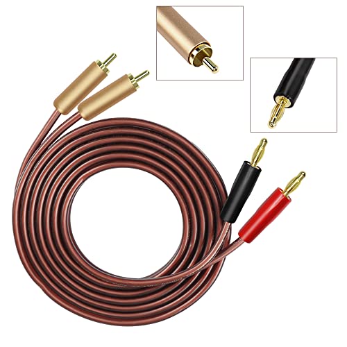 Image of MEIRIYFA 2RCA Plugs to 2 Banana Plugs Speaker Wire, Dual Banana Plug to RCA Male Plug OFC HiFi Speaker Cable for Speaker Subwoofer - 2M