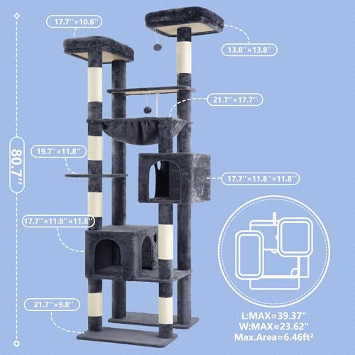 Image of Hey-brother Cat Tree Tower with Multi-Level Duty Scratching Posts, 0MPJ039G