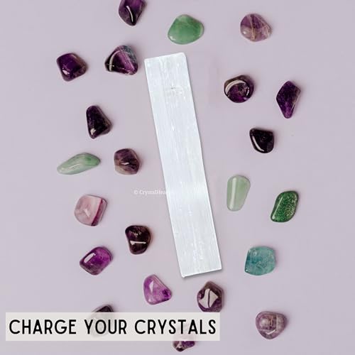 Image of Certified Selenite Wand Charging Plate Stick - Pack of 3 Selenite Crystal 8 inch Stick to Charge Crystal, Cleansing Re-Energy Work, Meditation and Pooja (Rectangular)
