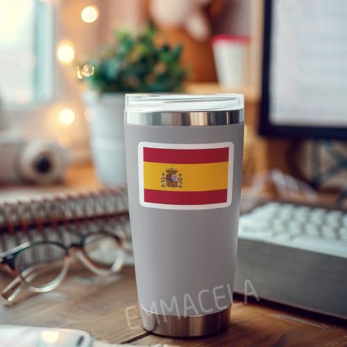Image of (3PCS) Spain Flag stickers, Countries Flag Stickers - Waterproof Vinyl Decals For Laptops, Tumblers, Water Bottles, Books, Scrapbooks, Size 3 x 2.2 Inch