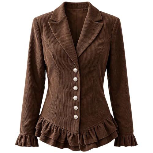Fall Jackets for Women Corduroy Single Breasted Button Fitted Waist Coat - image 5