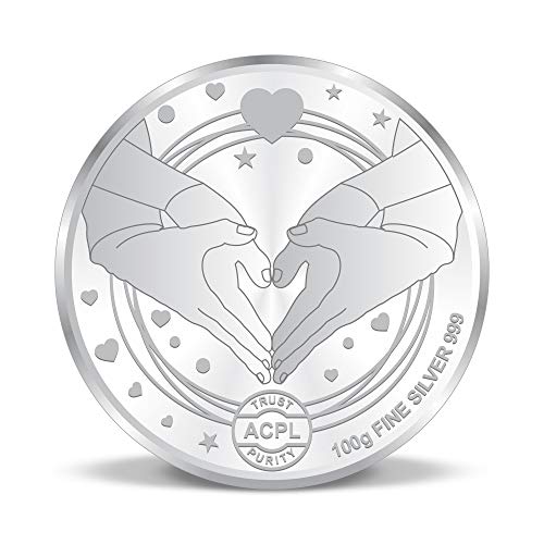 Image of ACPL Precious Moments BIS Hallmarked Wedding-Anniversary Marriage Gift 999 Pure Silver Coin 10gm 20gm 50gm 100gm
