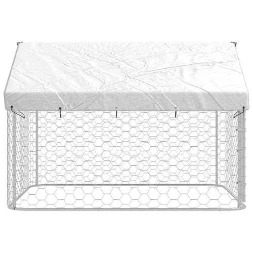 Outdoor-Hundezwinger mit Dach 200x200x150 cm, Hundezwinger Outdoor-Hundekäfig Sicherer Hundeauslauf für Garten Terrasse Draußen