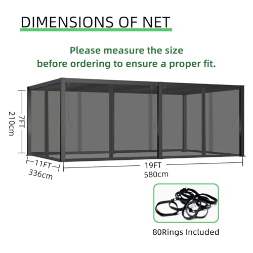 Hiviva 12x20FT Mosquito Netting for Gazebo,Pergola,Pop up Canopy Tent,6-Panel with Zipper for Outdoor Patio,Backyard (Black,Mosquito Net Only) - Image 2