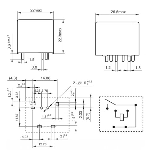 Relais électromécanique CMA4-SAU DC24V 12V inverseur 40A 6 plots - 3
