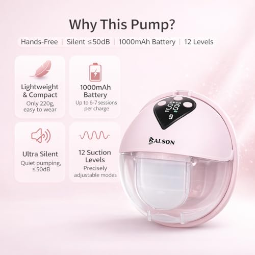 Balson Wearable Breast Pumps – Hands Free Portable Breastfeeding Pumps for Feeding Mothers | 4 Modes | 12 Level Automatic Breast Milk Pumps Electric | Silent & Lightweight Pump and Go Breast Pumps (1 Year Warranty) (1) 2 41MrMXiNhKL