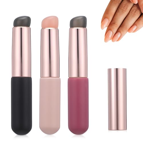 Chrome Applicator for Nails 3 Pcs Silicone Nail Brush Multicolor Chrome Powder Applicator Reusable Silicone Lip Applicators for Women Ombre French Stamping Manicures Salon Lipstick