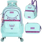 Mochila Infantil Rodinhas 360 Stitch com Lancheira e Estojo MC50082SC Verde